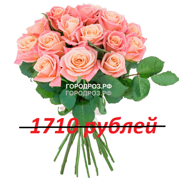 Букет из 19 персиковых роз