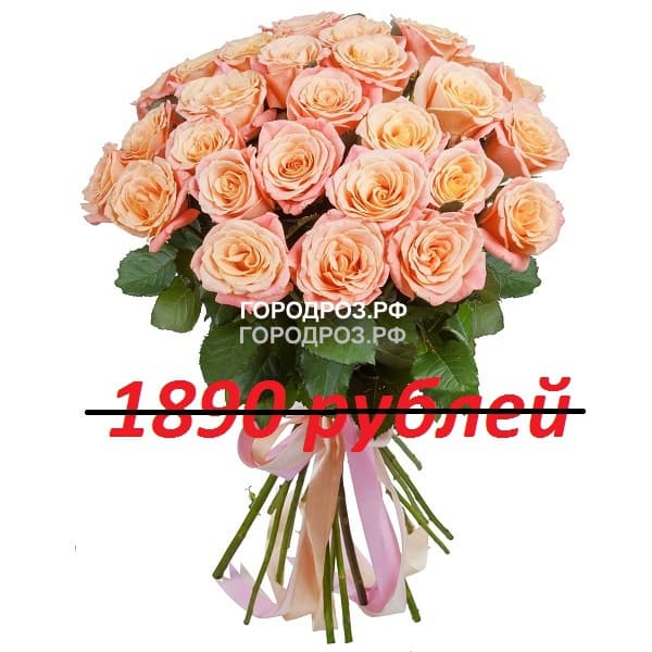 Букет из 21 персиковой розы