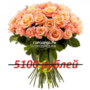 Букет из 51 персиковой розы