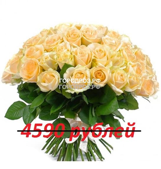 Букет из 51 кремовой розы