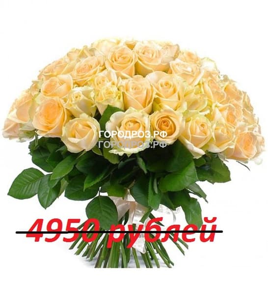 Букет из 55 кремовых роз