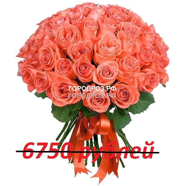 Букет из 75 коралловых роз
