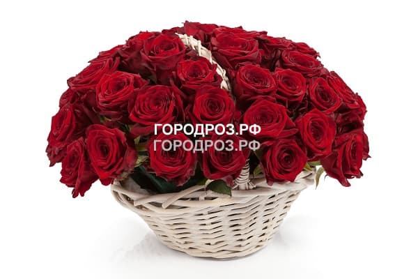 Красные розы в корзине
