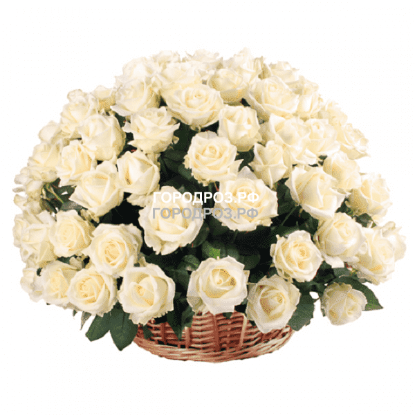 Белые розы в корзине