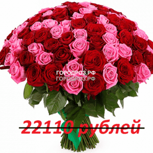 Букет из 201 красной и розовой розы