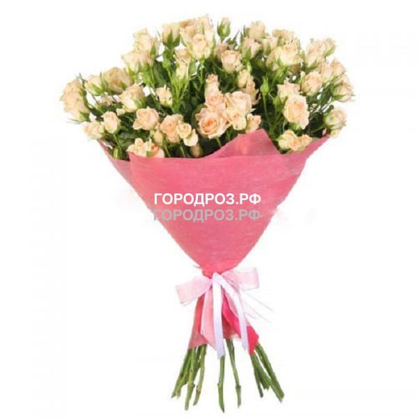 Букет из 19 нежно-розовых кустовых роз