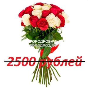 Букет из 25 красных и белых роз