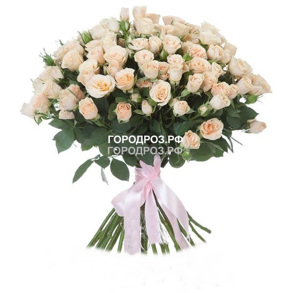 Букет из 29 нежно-розовых кустовых роз 