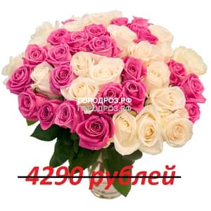 Букет из 39 розовых и белых роз