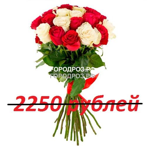 Букет из 25 красных и белых роз